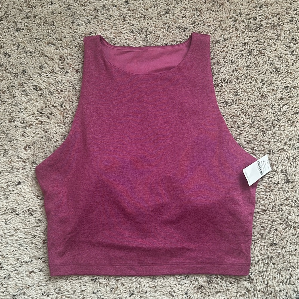 CloudComfy High-Neck Long Line Crop Top/Sports Bra - Lotus Flower Color - Size S